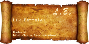 Lux Bertalan névjegykártya